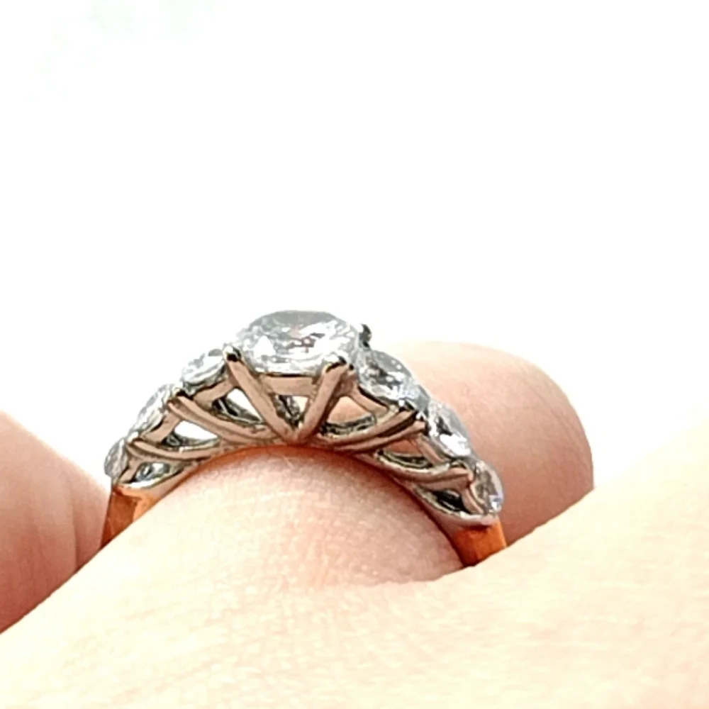 Women's Bling Stainless Steel Bridal Two Tone Cocktail Ring - Picture 10 of 16